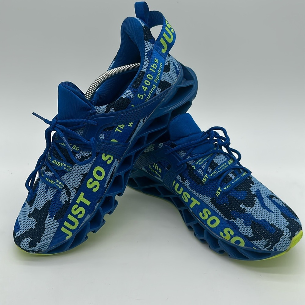 Just So So Mens Royal Blue Athletic Shoes w/ Unique Sole & Textured Upper Men 12